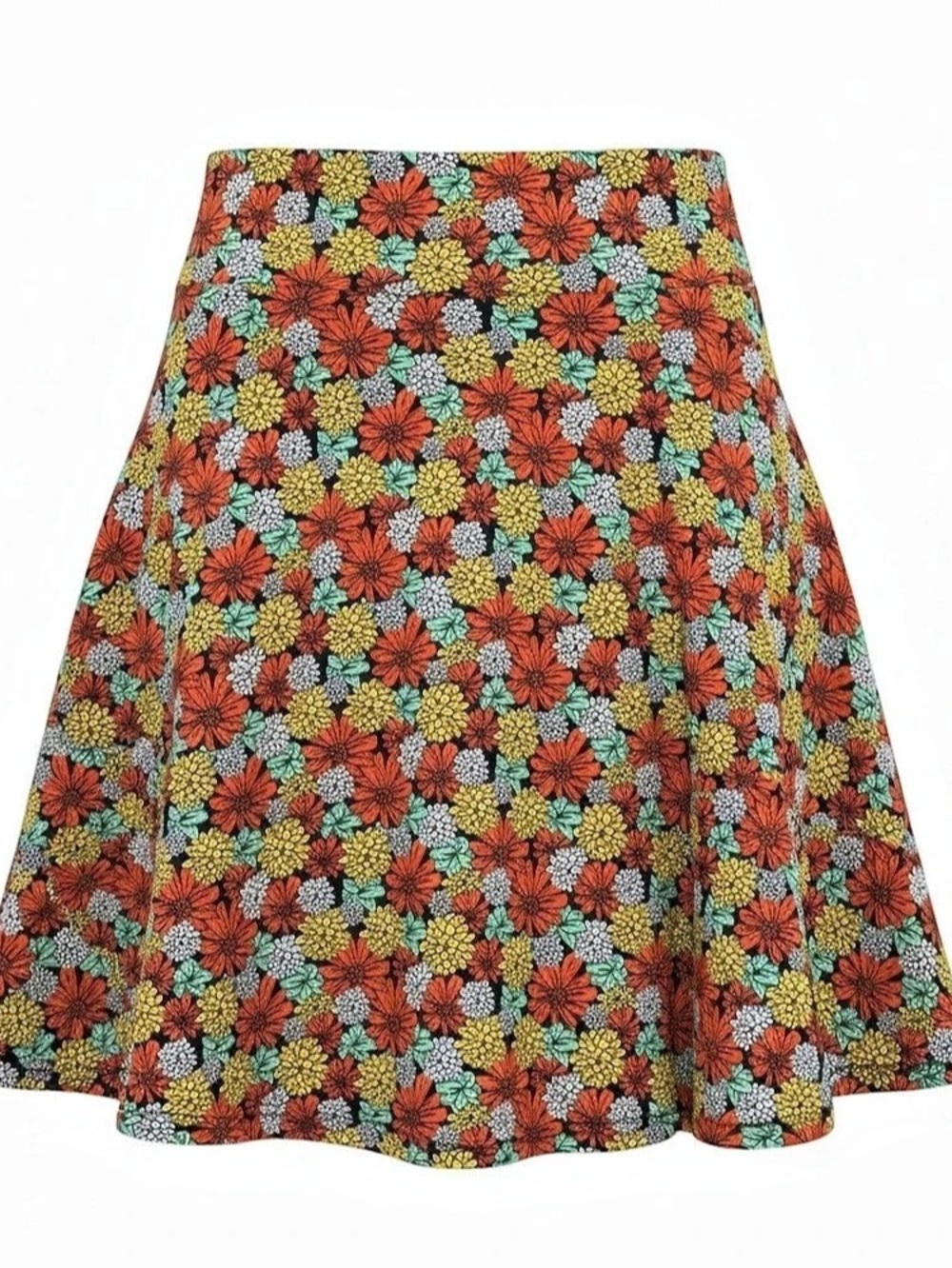 New LuLaRoe Azure Skirt Floral A-Line Black & Orange 2XL